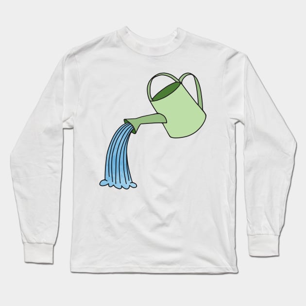 Watercolor Watering Can Long Sleeve T-Shirt by murialbezanson